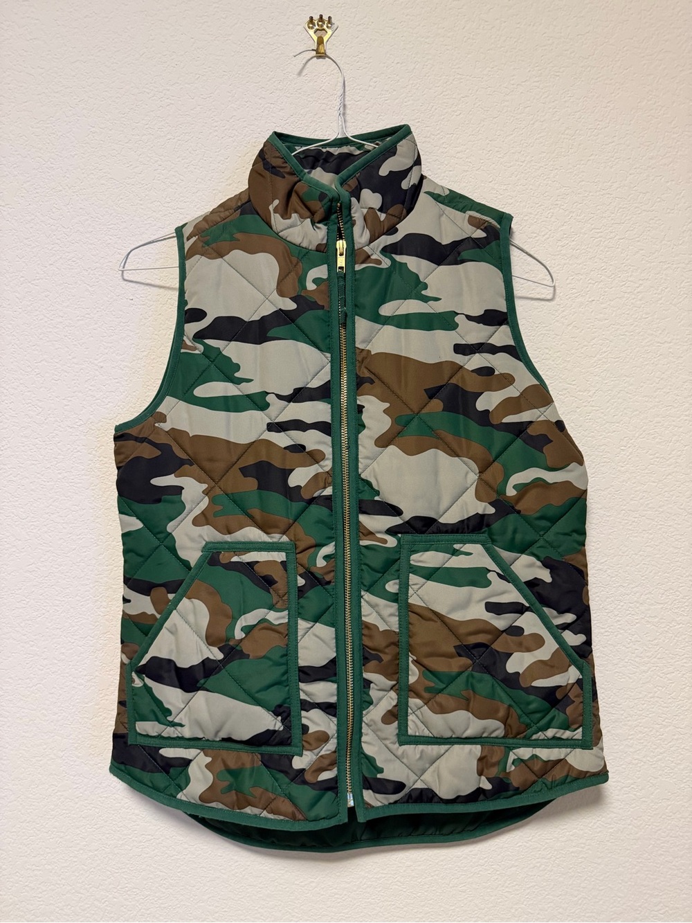 J. Crew Factory Camo Quilted Vest - Green/Brown/Black